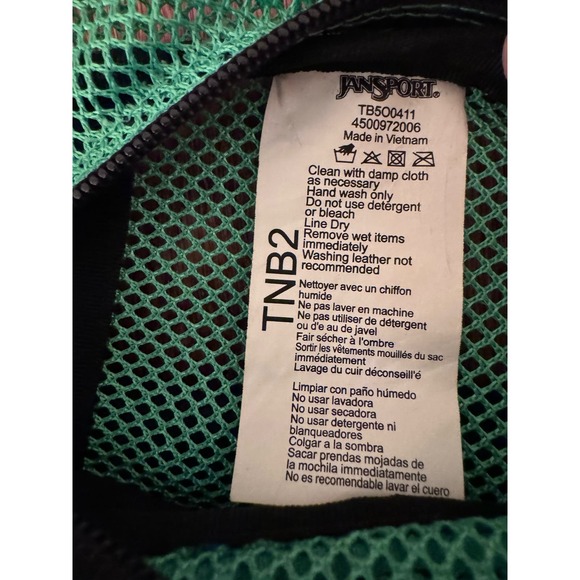Jansport Green Mesh Backpack w/ Black Straps See Through Bookbag Beachbag - Picture 8 of 9